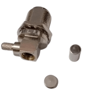 N Female Bulkhead Right Angle Connector for LMR200 Cable Solder